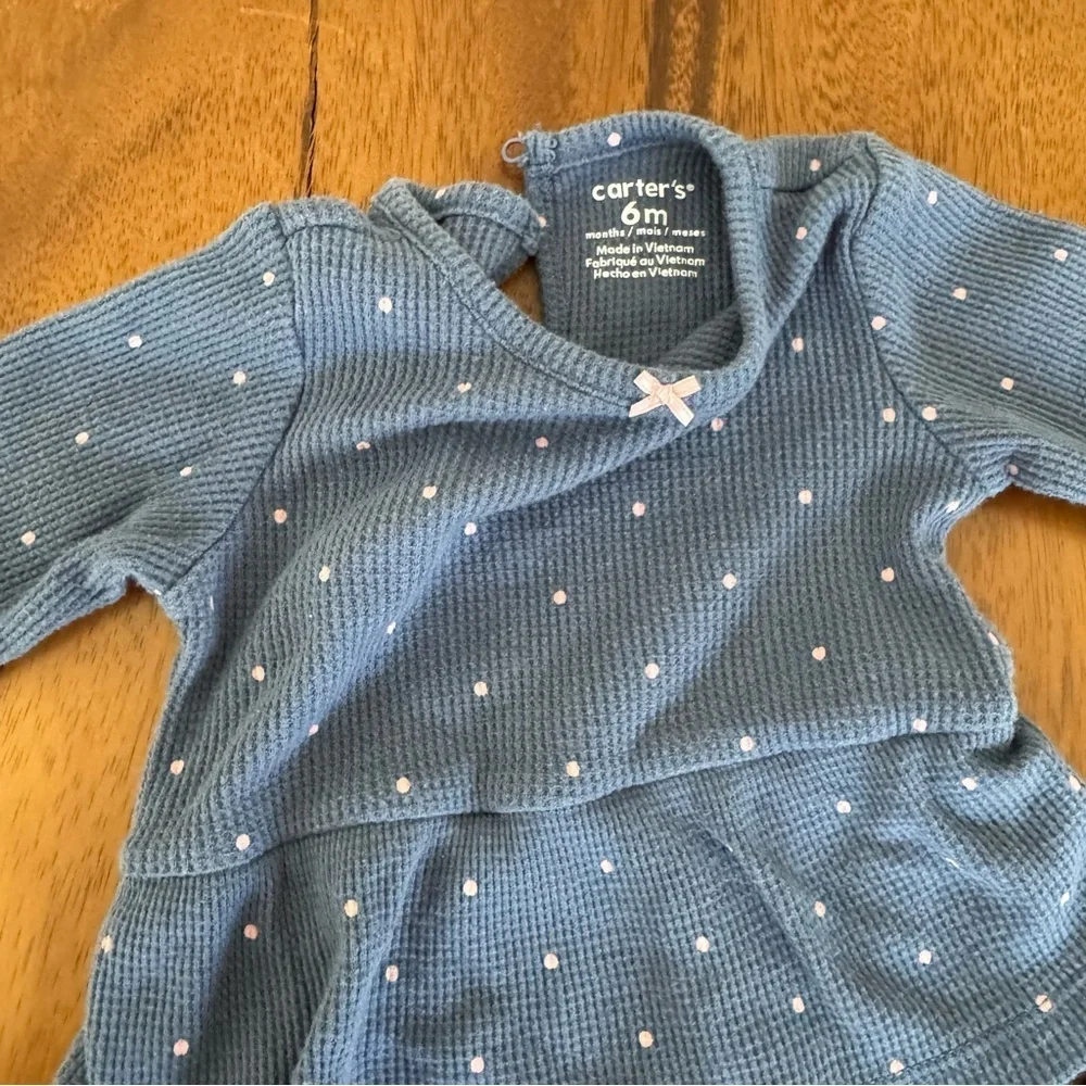 Carter’s Blue with Pink Polka Dot Baby Girl Outfit Size 6M
